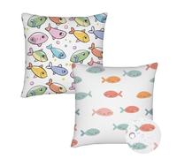 Cushion Covers 35x35 cm Set of 2 Outdoor Cushion Covers White Waterproof Linen Sofa Cushions Cute Elements Cushions Square Decorative Pillows With Invisible Zippe for Sofa Patio Garden Décor qq-634