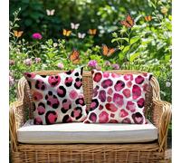 Cushion Covers 35x35cm Colorful Outdoor Cushions Waterproof Linen Sofa Cushions Abstract Set of 2 Square Throw Pillow Covers for Indoor Sofa Home Room Decor Outdoor Garden Chair, Patio Bench RG-992