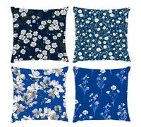 Cushion Covers 35x35cm, Outdoor Cushions Set of 4 Decorative Linen Square Cushion Covers Fruit Bow Waterproof Cushions With Smooth Invisible Zip for Indoor Sofa Bed Outdoor Garden Summer Decor s-546
