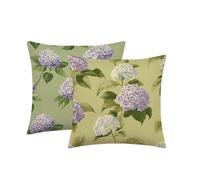 Cushion Covers 35x35cm, Pillow Cases 2 pack Mustard Green Hydrangea Velvet