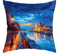 Cushion Covers 35x35cm Sofa Cushions Soft Velvet Cushion Covers Decorative Sofa Pillows with Invisible Zipper Throw Pillow Cases, for Living Room Bedroom Bed Cushions Gifts River Landscape YX0RB-218