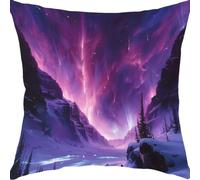 Cushion Covers 35x35cm Sofa Cushions Velvet Cushion Covers Decorative Sofa Pillows with Invisible Zipper Throw Pillow Cases, for Living Room Bedroom Cushions Starry Sky Snow Mountain YX0RB-798