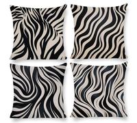 Cushion Covers 40 x 40 cm, Outdoor Cushion 4 Pack Waterproof linen Pillow Cases, Decorative Outdoor Garden Furniture Spring Fall Pillow Covers for Patio Porch Balcony Sofa Cushion, (Zebra Stripe) i-26