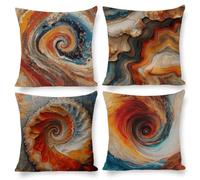 Cushion Covers 40 x 40 cm, Outdoor Cushion 4 Pack Waterproof linen Pillow Cases, Decorative Outdoor Garden Furniture Spring Fall Pillow Covers for Patio Porch Balcony Sofa Cushion, (Abstract) i-114