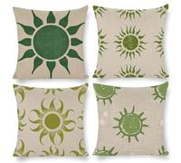 Cushion Covers 40 x 40 cm, Outdoor Cushion 4 Pack Waterproof linen Pillow Cases, Decorative Outdoor Garden Furniture Spring Fall Pillow Covers for Patio Porch Balcony Sofa Cushion, (Nordic Sun) i-42