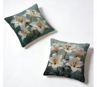 Cushion Covers 40 x 40 Pillow Cases 2 Pack White Sofa Cushions 16x16 Inch Decorative Pillows Flower Outdoor Pillowcase Linen, HD Double Sided Printing for Bench Home Decoration, Spring Summer B-47T151