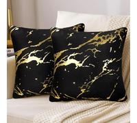 Cushion Covers 40 x 40 Velvet Black Gold Marble Pattern Throw Pillow Covers Soft Modern Luxury Cushion Case for Living Room Bedroom Sofa Set of 2 16 x 16 Inch