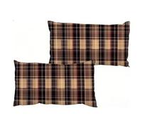 Cushion Covers 40 x 60 cm, Rectangle Cushion Covers Set of 2, Spring Decorative Pillow Case Cover, Velvet Waterproof Outdoor Cushions Ochre Grid, Throw Pillow for Sofa Living Room Decor S0-957