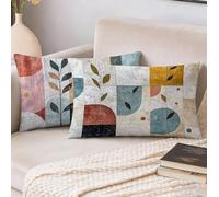 Cushion Covers 40 x 60 cm Set of 2, Geometry Outdoor Cushions Waterproof Linen Decorative Oblong Rectangle Plant Pillow Cases 16 x 24 inch, for Sofa Bed Spring Garden Decor, Gifts for Women S-488