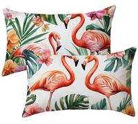 Cushion Covers 40 x 65 Pack of 2, Plant Sofa Cushion Covers Flamingo Pillowcases 2 Pack, Velvet Rectangle Pillow Cases, Sofa Cushions with Invisible Zipper, Home Decoration, k-939