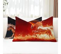 Cushion Covers 40 x 70, Horse Outdoor Cushions Velvet Large Sofa Cushions Set of 2, Double Sided Rectangle Sofa Pillows Flame Throw Pillow Covers for Garden Bench Car Farmhouse Room Decor G1-790