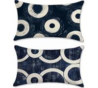 Cushion Covers 40 x 70 Set of 2 Velvet Sofa Cushions, Abstract Cushion Covers Navy Blue Pillow Cases, Waterproof Pillowcases Rectangle Large Cushions, with Invisible Zipper, Home Decoration, m-108
