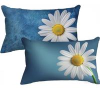 Cushion Covers 40 x 70 White Pillow Cases 2 Pack Velvet Daisy Cushion Covers Soft Fluffy Sofa Pillows Double-Sided Printing Decorative Pillows with Invisible Zipper for Livingroom Sofa Bedroom X-457