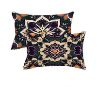 Cushion Covers 40 x 75 cm, Mandala Cushion Covers Pack of 2, Waterproof Linen Sofa Pillows Cases, Retro Pattern Decorative Throw Pillow Cases Double Sided Printing for Sofa, Garden, Living Room -8470