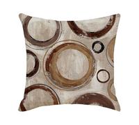 Cushion Covers 40cm x 40cm Brown Round Pillowcase with Invisible Zipper,Decorative Throw Pillows Cover Thickened linen fabric sSfa Cushions Cover,for Home Décor, Bedroom & Sofa