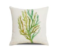 Cushion Covers 40cm x 40cm Green Coral Decorative Pillows Double Sided Square Linen Throw Pillow with Invisible Zipper for Bedroom Sofa Patio Cushion Cover 16x16 Inches