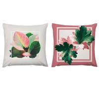 Cushion Covers 40cm x 40cm Leaf Cushions Decorative Pillows Plant velvet Outdoor Cushions Square Pillow Case Cushioncase Cover Set of 2, for Sofa Patio Garden Blench Living Room Farmhouse Car zj-163
