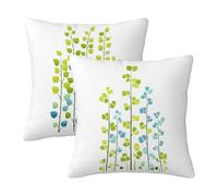 Cushion Covers 40cm x 40cm Set of 2, Outdoor Cushions Waterproof Simple Cushion Covers, Square Linen Throw Pillow Cases, Decorative Sofa Pillowcases for Patio Garden Bench Gifts for Women, Plant -3057