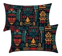 Cushion Covers 40cm x 50cm Boho Cushion Cover 16 x 20 Inches Pack of 2 Throw Pillow Covers Dark Green Sofa Cushions Polyester Linen Decorative Pillowcases for Living Room Bedroom Home Decor -SC493