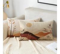 Cushion Covers 40cm x 60cm Beige Cushions Velvet Cushion Covers Landscape Garden Cushions Set of 2 Fall Decorative Pillows with Invisible Zipper Small Pillow for Sofa Patio Bench Balcony Office 2s-590