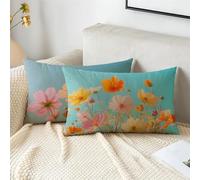 Cushion Covers 40cm x 60cm Blue Cushions Velvet Cushion Covers Pink Garden Cushions Set of 2 Fall Decorative Pillows with Invisible Zipper Small Pillow for Sofa Patio Bench Balcony Car Office 2s-1156