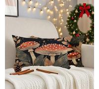 Cushion Covers 40cm x 60cm Retro Cushions, Garden Cushions Rectangle Cushion Covers Pack of 2 Double Sided Printed Linen Throw Pillow Covers for Living Room Sofa Bedroom Bed Home Decor Mushroom 3m-176