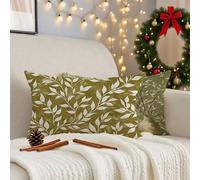 Cushion Covers 40cm x 70cm Green Cushions, Garden Cushions Rectangle Cushion Covers Pack of 2 Double Sided Printed Linen Throw Pillow Covers for Living Room Sofa Bedroom Bed Home Decor Leaf 3m-370