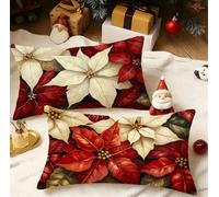 Cushion Covers 40cm x 70cm Red Cushions, Garden Cushions Rectangle Cushion Covers Pack of 2 Double Sided Printed Velvet Throw Pillow Covers for Living Room Sofa Bedroom Bed Home Decor Leaf 3m-374