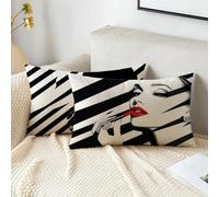 Cushion Covers 40cm x 70cm Stripe Cushions Velvet Cushion Covers Woman Garden Cushions Set of 2 Fall Decorative Pillows with Invisible Zipper Small Pillow for Sofa Patio Bench Balcony Office 2s-1274