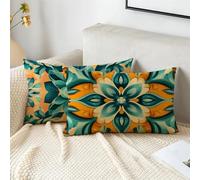 Cushion Covers 40cm x 80cm Boho Cushions Velvet Cushion Covers Turquoise Garden Cushions Set of 2 Fall Decorative Pillows with Invisible Zipper Small Pillow for Sofa Patio Bench Balcony Office 2s-1292