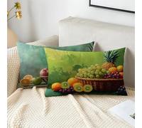 Cushion Covers 40cm x 80cm Green Cushions Velvet Cushion Covers Fruit Garden Cushions Set of 2 Fall Decorative Pillows with Invisible Zipper Small Pillow for Sofa Patio Bench Balcony Office 2s-1314
