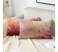 Cushion Covers 40cm x 80cm Pink Cushions Velvet Cushion Covers Lily Garden Cushions Set of 2 Fall Decorative Pillows with Invisible Zipper Small Pillow for Sofa Patio Bench Balcony Car Office 2s-610