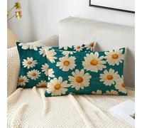 Cushion Covers 40cm x 80cm Turquoise Cushions Velvet Cushion Covers Daisy Garden Cushions Set of 2 Fall Decorative Pillows with Invisible Zipper Small Pillow for Sofa Patio Bench Balcony 2s-1234