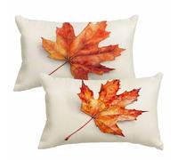 Cushion Covers 40cm x 80cm White Cushions, Garden Cushions Rectangle Cushion Covers Pack of 2 Double Sided Printed Linen Throw Pillow Covers for Living Room Sofa Bedroom Bed Car Home Decor, Leaf 2m-94