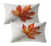 Cushion Covers 40cm x 80cm White Cushions, Garden Cushions Rectangle Cushion Covers Pack of 2 Double Sided Printed Velvet Throw Pillow Covers for Living Room Sofa Bedroom Bed Home Decor, Leaf 2m-94