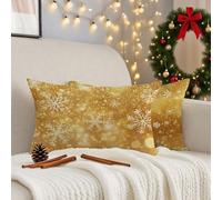 Cushion Covers 40cm x 80cm Winter Cushions, Garden Cushions Rectangle Cushion Covers Pack of 2 Double Sided Printed Linen Throw Pillow Covers for Living Room Sofa Bedroom Bed Home Decor Gold 3m-190