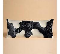 Cushion Covers 40x145cm, Side Sleeper Cushions Covers Black And White Rectangle Modern Waterproof Settee Velvet Decorative Seat Pads Invisible Zipper Design, Living Room Decor Spring Decor 7-777G7T