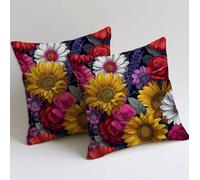 Cushion Covers 40x40 cm Retro Cushion Covers Soft Decorative Garden Cushions Set of 2 Square Sofa Pillowcases Floral Throw Pillow Cases with Invisible Zipper for Garden Furniture Farmhouse Decor C-357