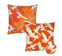 Cushion Covers 40x40 cm Set of 2 Outdoor Cushion Covers Burnt Orange Waterproof Linen Sofa Cushions White Dove Cushions Square Decorative Pillows With Invisible Zippe for Sofa Patio Garden qq-757