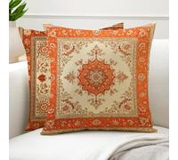 Cushion Covers 40x40cm Bohemia Outdoor Cushions Waterproof Linen Sofa Cushions Northern Europe Square Throw Pillow Covers with Invisible Zipper,Pillow Cases 2 Pack for Sofa Bedroom Patio Garden G6-902