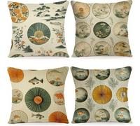 Cushion Covers 40x40cm, Landscape RetroCushions, Outdoor Garden Cushions, Luxury Velvet Square Throw Pillow Cases, Decorative Cushion Covers, With Invisible Zipper Sofa Pillows for Home Decorative 295