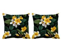Cushion Covers 40x40cm Outdoor Cushions Green Waterproof Velvet Set of 2 Throw Pillow Covers Flower Double-side Printed Square Decorative Pillows for Patio Chair Garden Autumn Decorations Gifts -T624