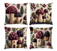 Cushion Covers 40x40cm, Outdoor Cushions Set of 4 Decorative Linen Square Cushion Covers Plum Blossoms Spring Waterproof Cushions With Smooth Invisible Zip Sofa Bed Outdoor Garden Summer Decor s-494