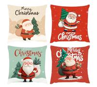 Cushion Covers 40x40cm, Outdoor Cushions Set of 4 Decorative Velvet Square Cushion Covers Christmas House Waterproof Cushions With Smooth Invisible Zip for Sofa Bed Outdoor Garden Summer Decor s-536