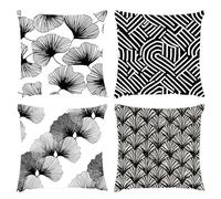 Cushion Covers 40x40cm, Outdoor Cushions Set of 4 Decorative Velvet Square Cushion Covers Snowman Christmas Waterproof Cushions With Smooth Invisible Zip for Sofa Bed Outdoor Garden Summer Decor s-581