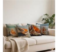 Cushion Covers 40x40cm Set of 4, Outdoor Cushion Covers conch beach,Velvet Cushions Covers Breathable , Durable, Outdoor Cushions Waterproof Pillow Cases for Patio Garden Bench Indoor Sofa Bed d-164
