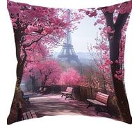 Cushion Covers 40x40cm Sofa Cushions Velvet Cushion Covers Decorative Sofa Pillows with Invisible Zipper Throw Pillow Cases, for Living Room Bedroom Cushions Eiffel Tower Garden In Paris YX0RB-5