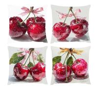 Cushion Covers 40x40cmOutdoor Cushions Set of 4 Decorative Velvet Square Cushion Covers Christmas Tree Christmas Waterproof Cushions With Smooth Invisible Zip for Sofa Bed Outdoor Garden Decor s-542