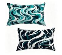 Cushion Covers 40x60 cm Pillow Cases 2 Pack Sage Green Sofa Cushions 40 x 60 cm Decorative Pillows Stripe Outdoor Pillowcase Linen, HD Double Sided Printing for Sofa Cover Home Decor, Summer 7-U243RS