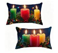 Cushion Covers 40x80 cm Pillow Cases 2 Pack Candle Sofa Cushions 40 x 80 cm Decorative Pillows Flower Outdoor Pillowcase Linen, HD Double Sided Printing for Sofa Cover Home Decoration, Summer 4-979NA2